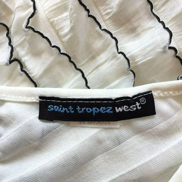 Saint Tropez Women's Sleeveless Diagonal Ruffle Stretchy Lined Blouse Size Large - Picture 8 of 8